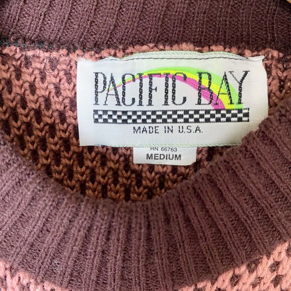 Cropped Knit Sweater, Pink Brown, Made in USA, NWOT, Size M - Picture 4 of 4
